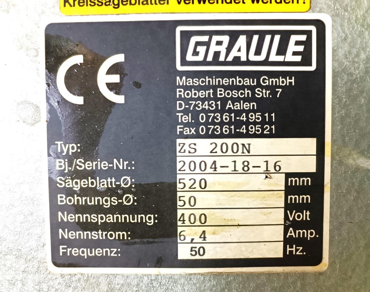GRAULE ZS 200N Консольная пила с диском 520 мм для резки алюминиевого профиля (Б/У оборудование)