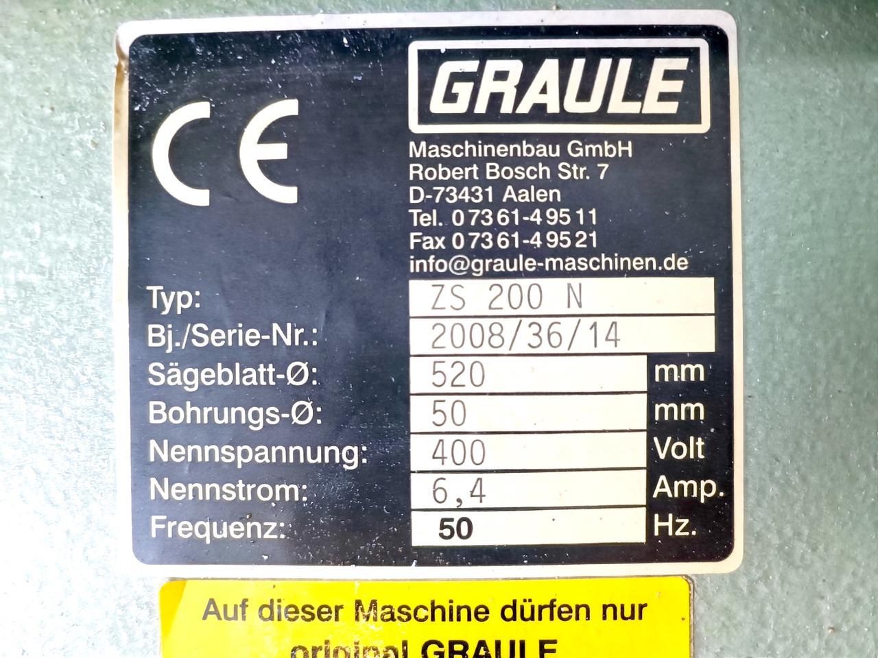 GRAULE ZS 200N Консольная пила с диском 520 мм для резки алюминиевого профиля (Б/У оборудование)