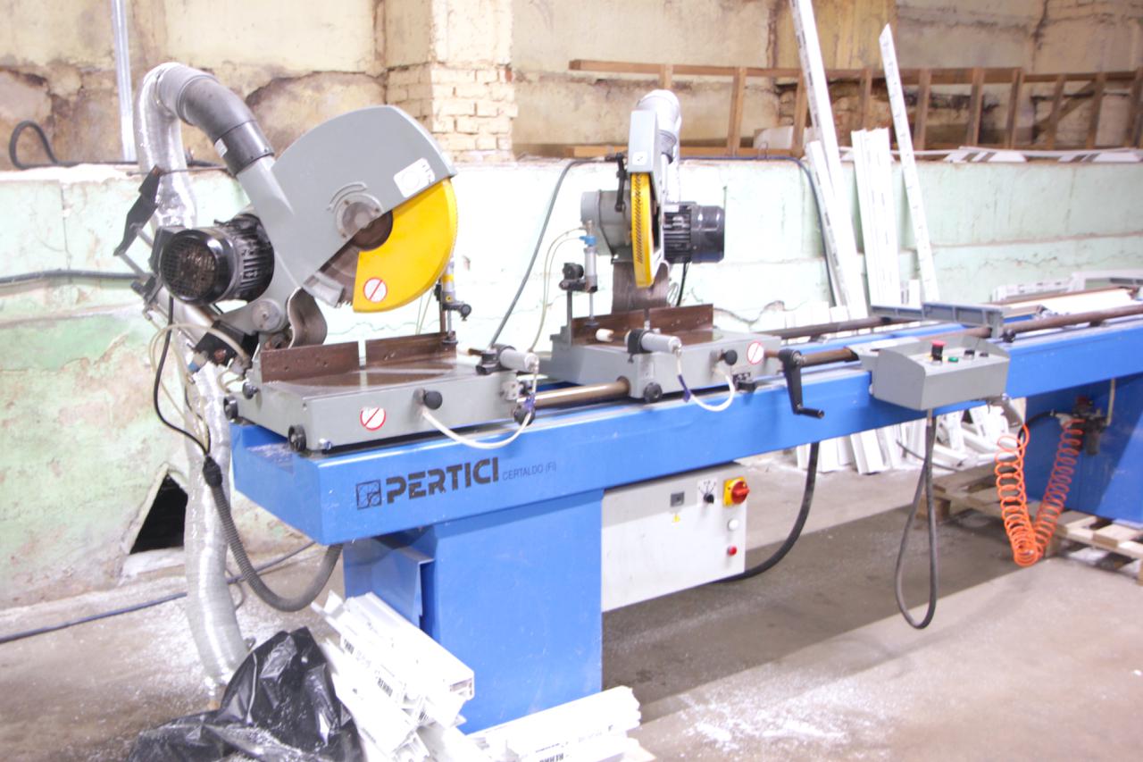 PERTICI MURAT Двухголовочный комплект оборудования для производства металлопластиковых окон (Б/У оборудование)