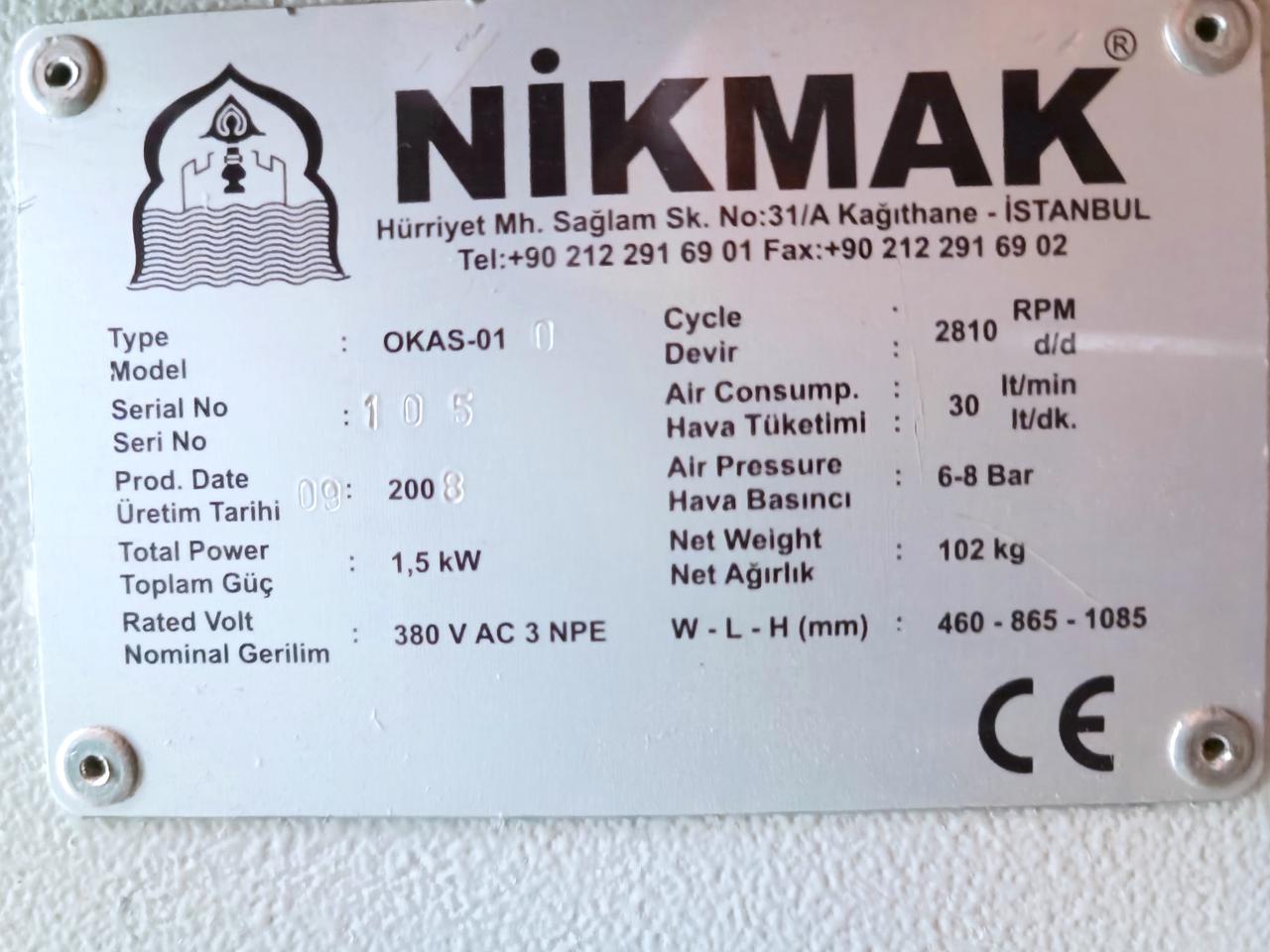 NIKMAK OKAS-01 Станок для обработки торцов импоста из ПВХ и алюминиевых профилей с системой быстрой смены фрезы (Б/У оборудование)
