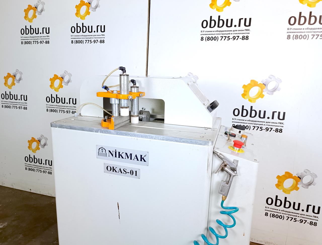 NIKMAK OKAS-01 Станок для обработки торцов импоста из ПВХ и алюминиевых профилей с системой быстрой смены фрезы (Б/У оборудование)