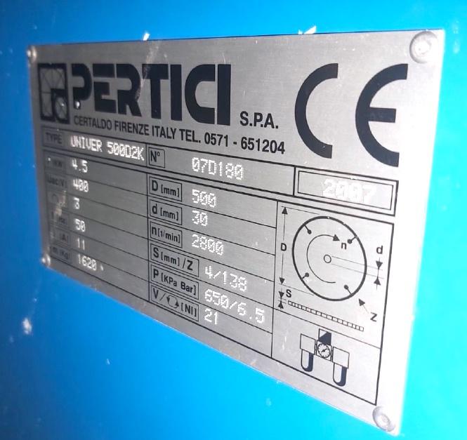 PERTICI UNIVER 500 D2K Электронная двухголовочная отрезная машина на Windows с принтером штрихкодов и фронтальной подачей дисков для резки одновременно двух профилей (Б/У оборудование)