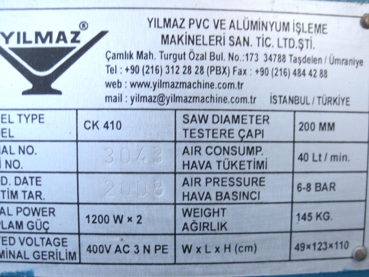 YILMAZ CK 410 Автоматический штапикорез для производства окон ПВХ (Б/У оборудование)