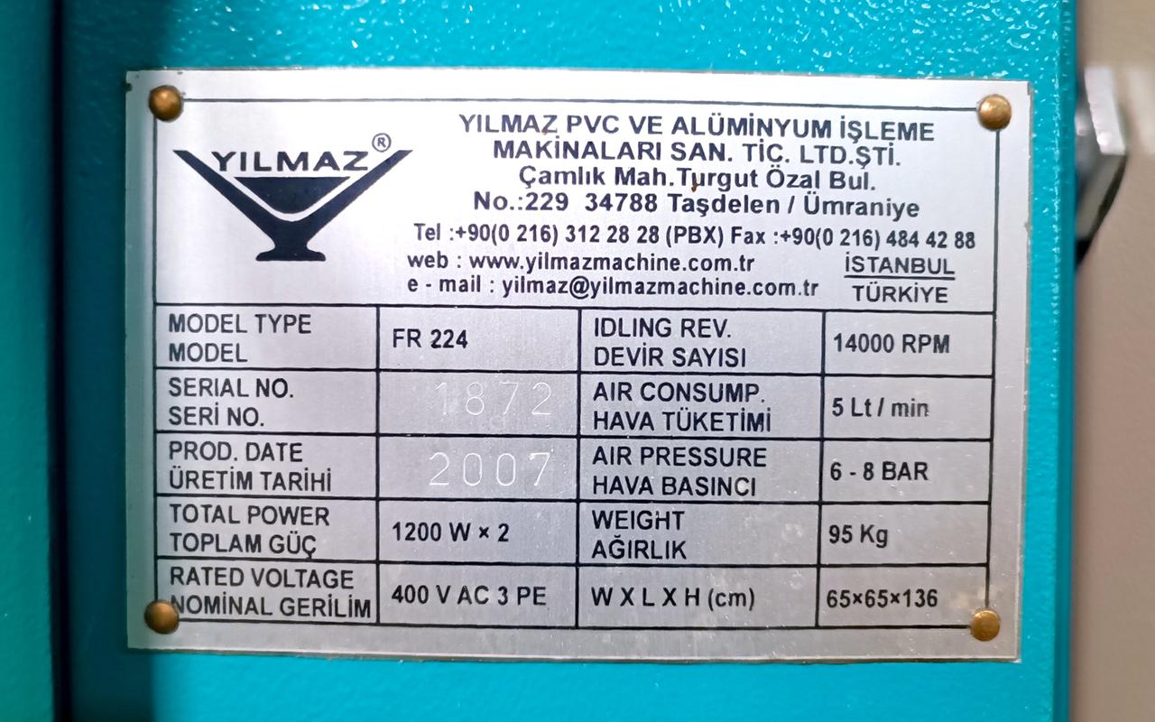 YILMAZ FR 224 Копировально-фрезерный станок под замки и ручки в оконных профилях из ПВХ (Б/У оборудование)