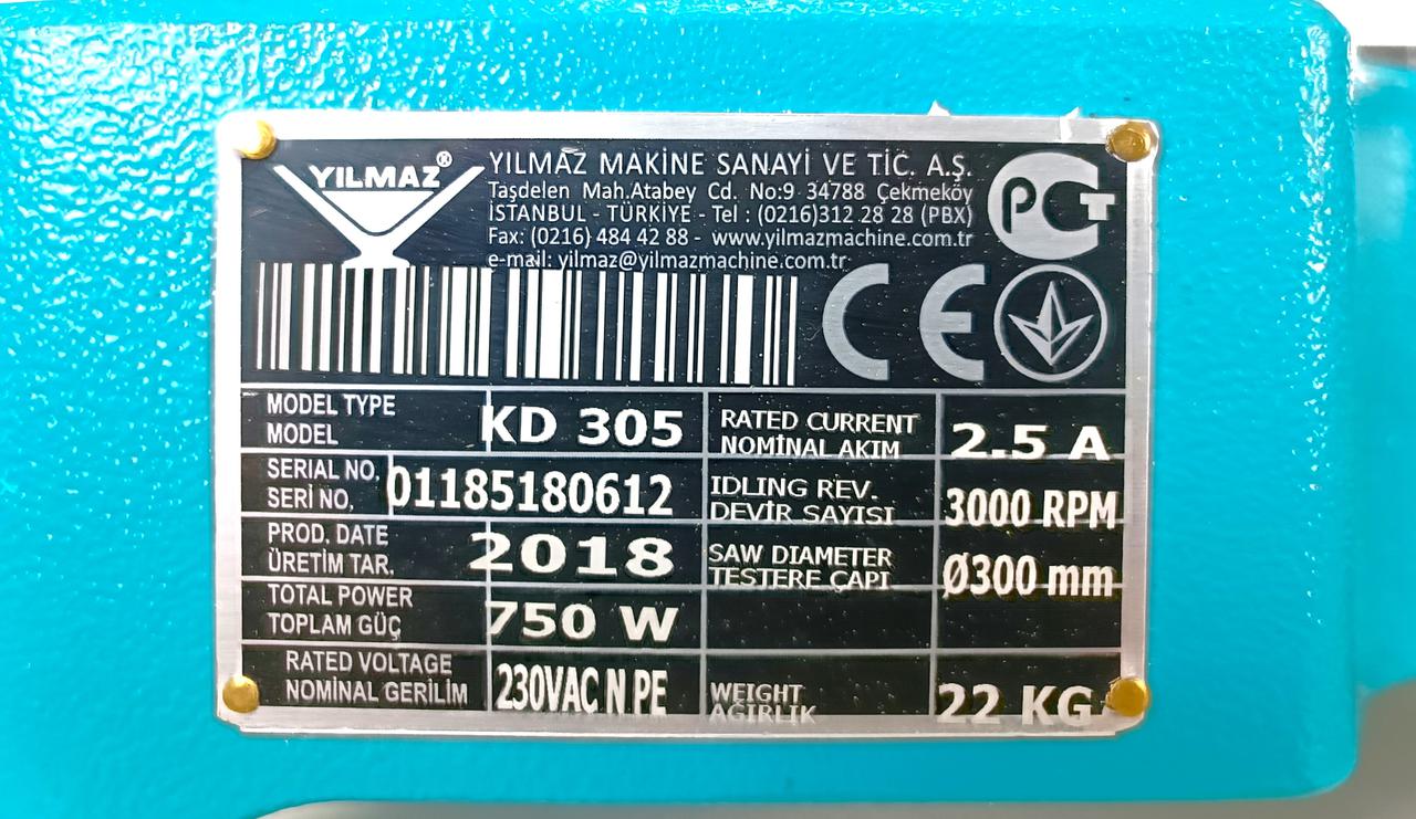 YILMAZ KD 305 Портативный станок маятникового типа для резки профиля под углом из ПВХ, алюминия и дерева (Б/У оборудование)