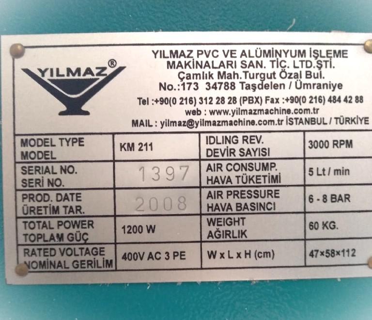 YILMAZ KM 211 Станок для фрезеровки импоста пластиковых и алюминиевых профилей (Б/У оборудование)