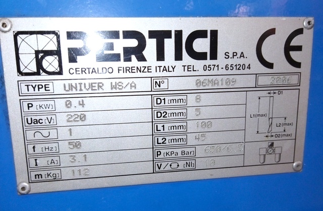 PERTICI UNIVER WS/A Автоматически станок для фрезерования дренажных отверстий (Б/У оборудование)
