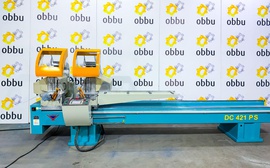 YILMAZ DC 421 PS Автоматическая двухголовочная пила с охлаждением и дисками 420 мм для конвеерного выпиливания металлопластмассовых и алюминиевых профилей под различными углами