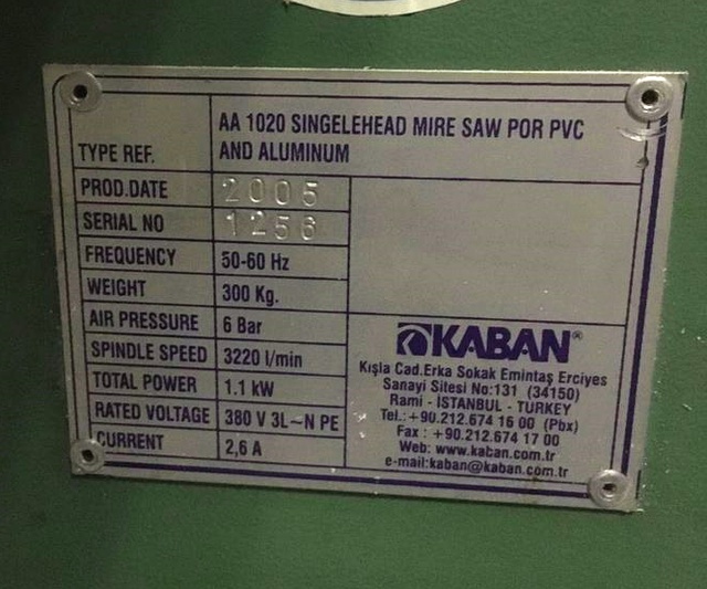 KABAN AA 1020 Одноголовочный станок для резки профиля из ПВХ и алюминия (Б/У оборудование)