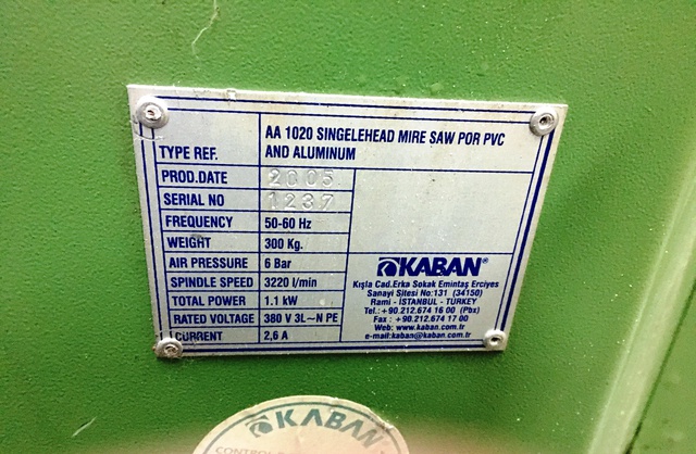 KABAN AA 1020 Одноголовочный станок для резки профиля из ПВХ и алюминия 